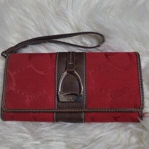 CHAPS Red Wristlet Snap Close Wallet with Silver Embellishment